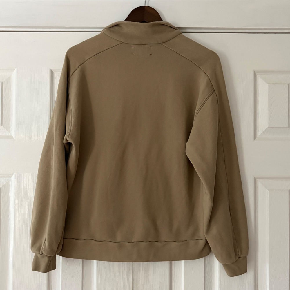 Xirena Tan Khaki 100% Ring Spun Cotton Quarter Zip Sweatshirt Small EUC - Picture 2 of 5